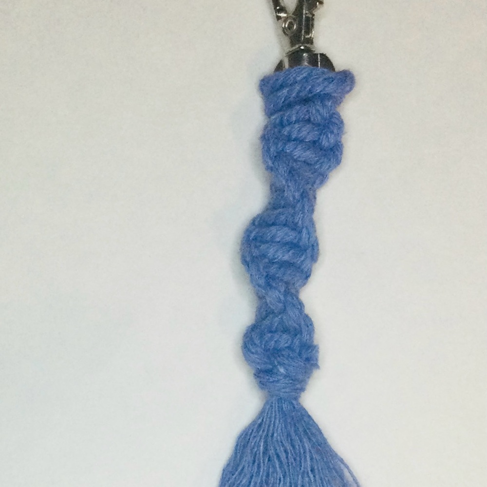 Blue Spiral Macrame Keychain Accessory